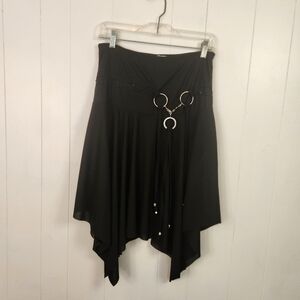 Y2K Vintage Black Hankerchief Skirt Whimsygoth 90s Fairycore Goth Size Medium